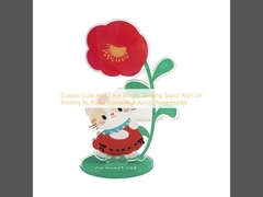Custom Cute And Clear Acrylic Desktop Stand With UV Printing As Photo Frame And Acrylic Note Holder