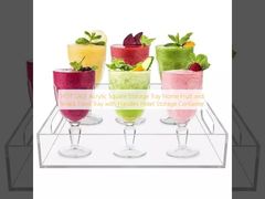 HOT SALE Acrylic Square Storage Tray Home Fruit and Snack Food Tray with Handles  Hotel Storage Container