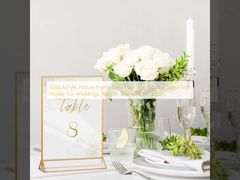 Gold Acrylic Picture Frame Event Signage Double-Sided Sign Holder For Weddings, Menus, And Office Displays
