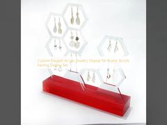 Affichage de bijoux en acrylique élégant personnalisé pour la marque, ensemble d'affichage de boucles d'oreilles en acrylique