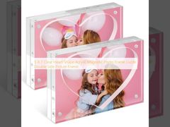 5 X 7 Clear Heart Shape Acrylic Magnetic Photo Frame Lucite Double Side Picture Frame