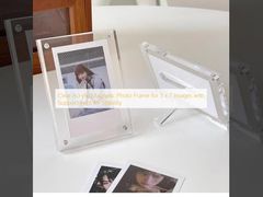 Clear Acrylic Magnetic Photo Frame for 5 x 7 Images with Support Foot for Stability