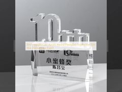 8inch Height Cast Acrylic Award Plexiglass Trophy For 10th Year Anniversary Event