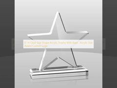 6'' H Clear Star Shape Acrylic Trophy With Base , Acrylic Star Award Custom Logo