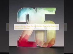 Modern Design Clear Acrylic Number Trophy for Employee Recognition 25 years