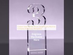 Custom Clear Number Acrylic Award Trophy Block for Company Anniversary Recognition