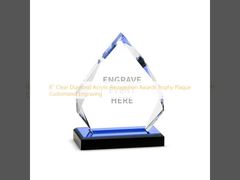 6'' Clear Diamond Acrylic Recognition Awards Trophy Plaque Customized Engraving